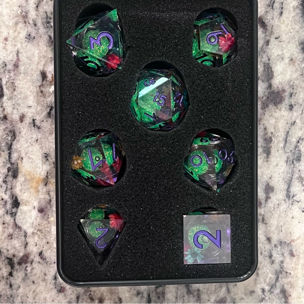 Green and Purple Dice Set